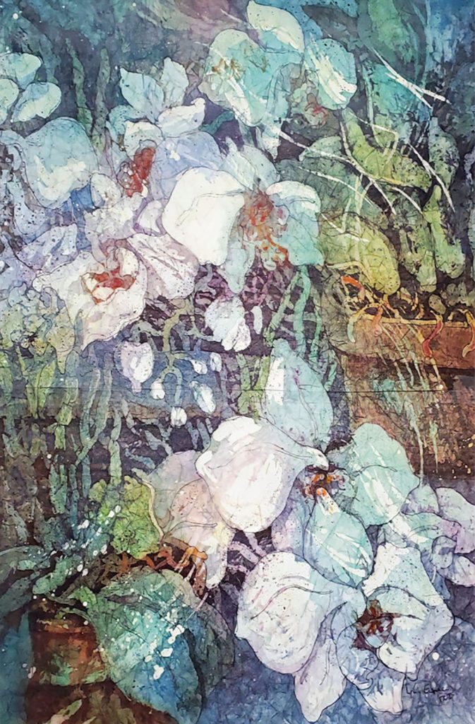 Kathie George Orchid Frenzy Watercolor Batik
