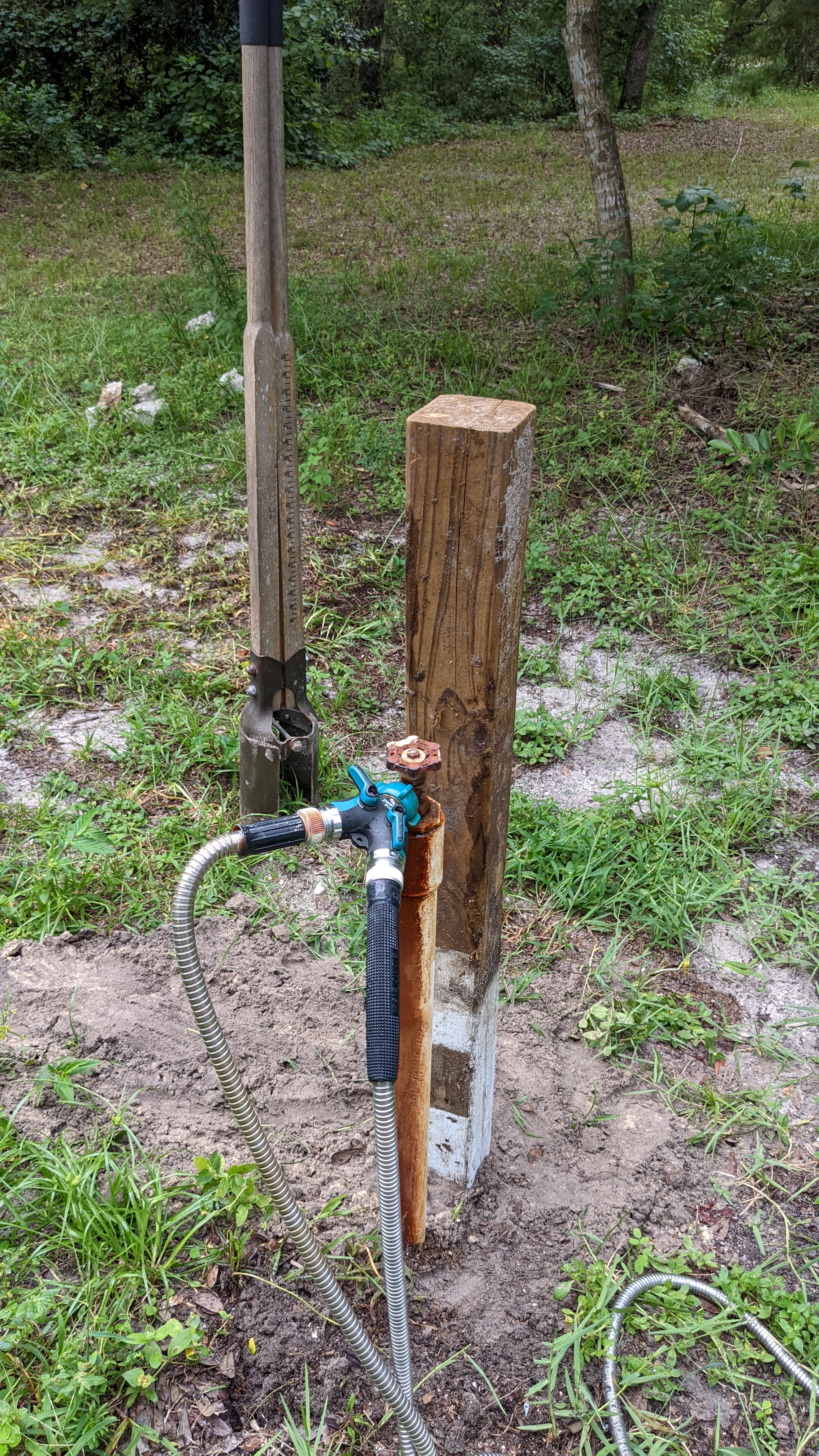 placed the post behind the spigot pipe
