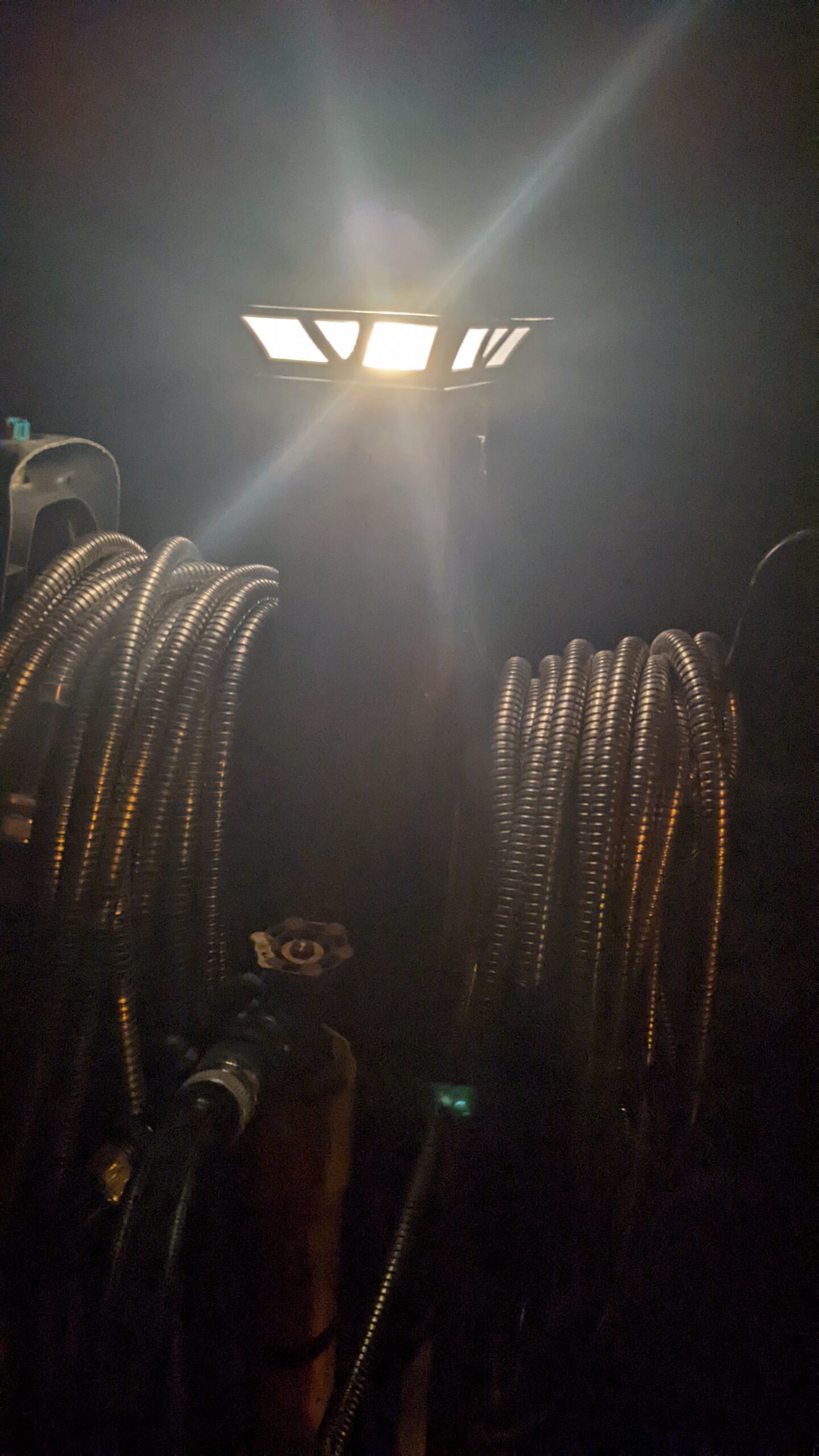 solar post cap illuminated at night
