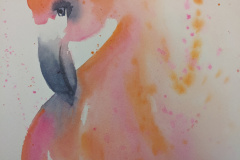 splashy watercolor flamingo
