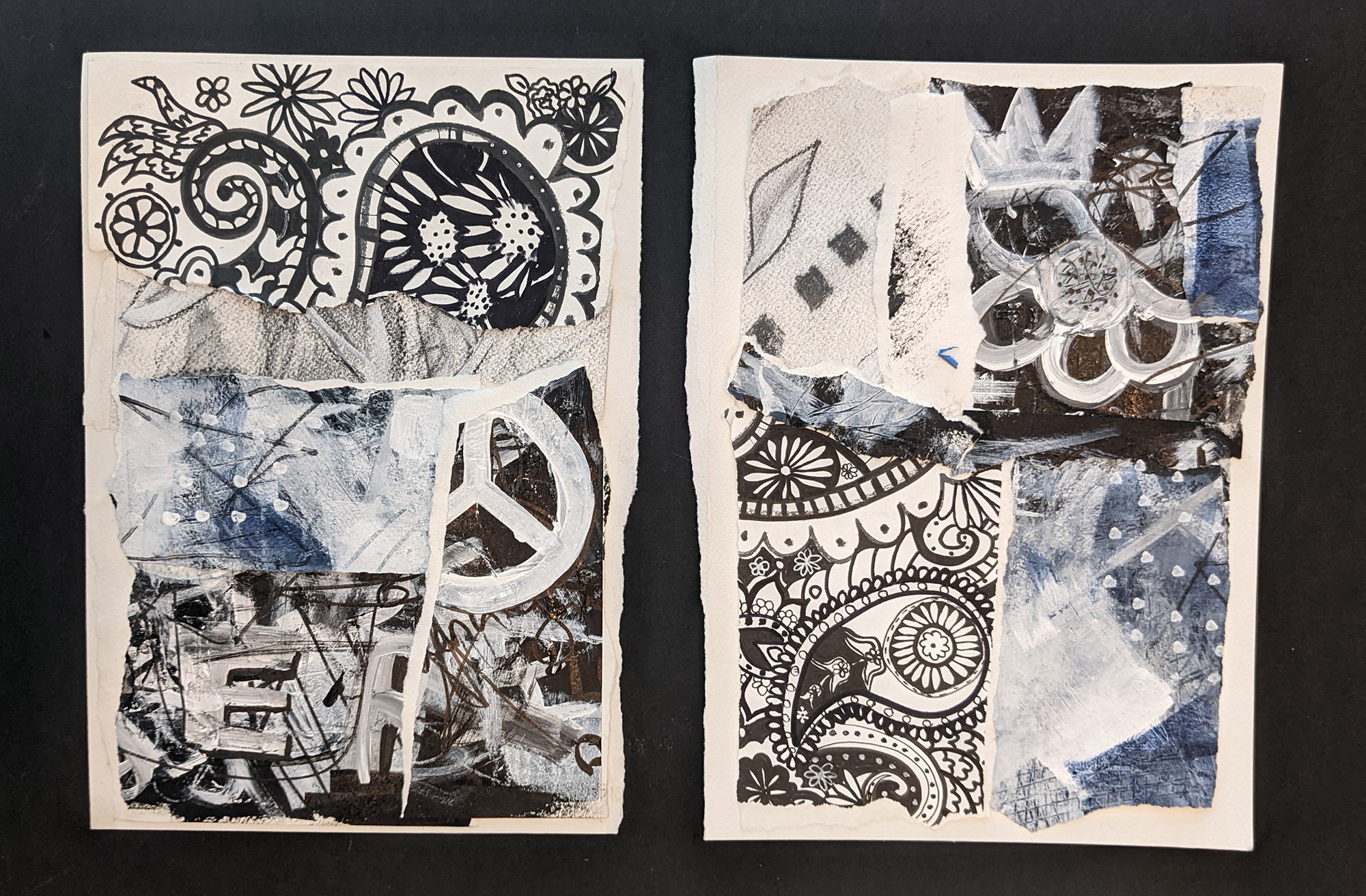 Mixed Media Collage in Black & White : Avant Gardens