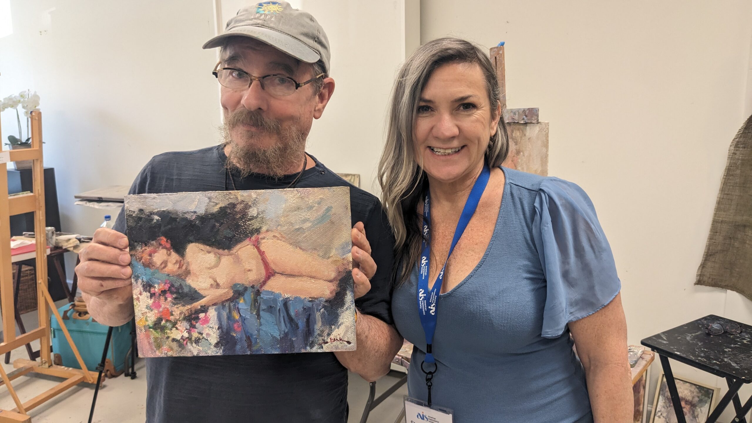 Dan Beck AIS Master with his reclined nude oil painting